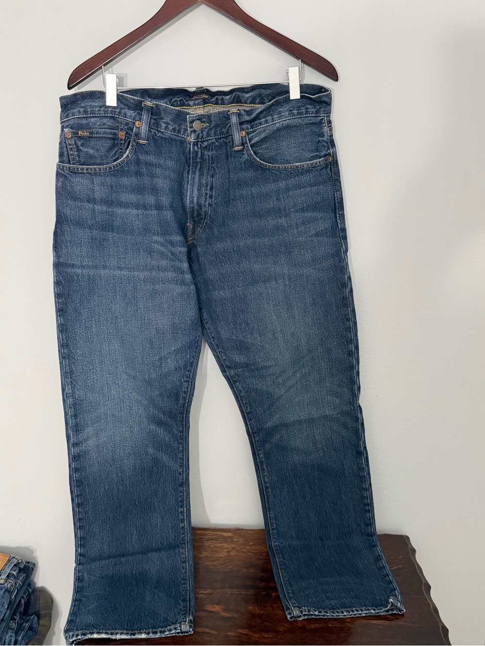 Ralph Lauren Men's Dark Blue Straight Leg Jeans, 35 x 32
